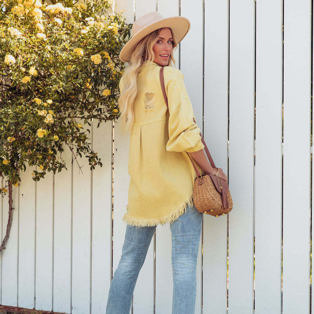 Monica Distress Denim Overshirt