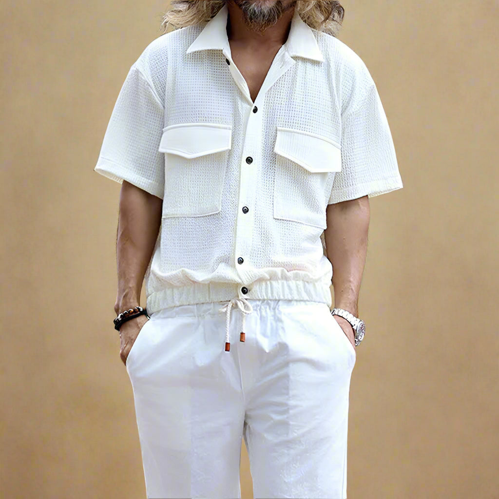 ODIN LARS TEXTURED LINEN SHIRT