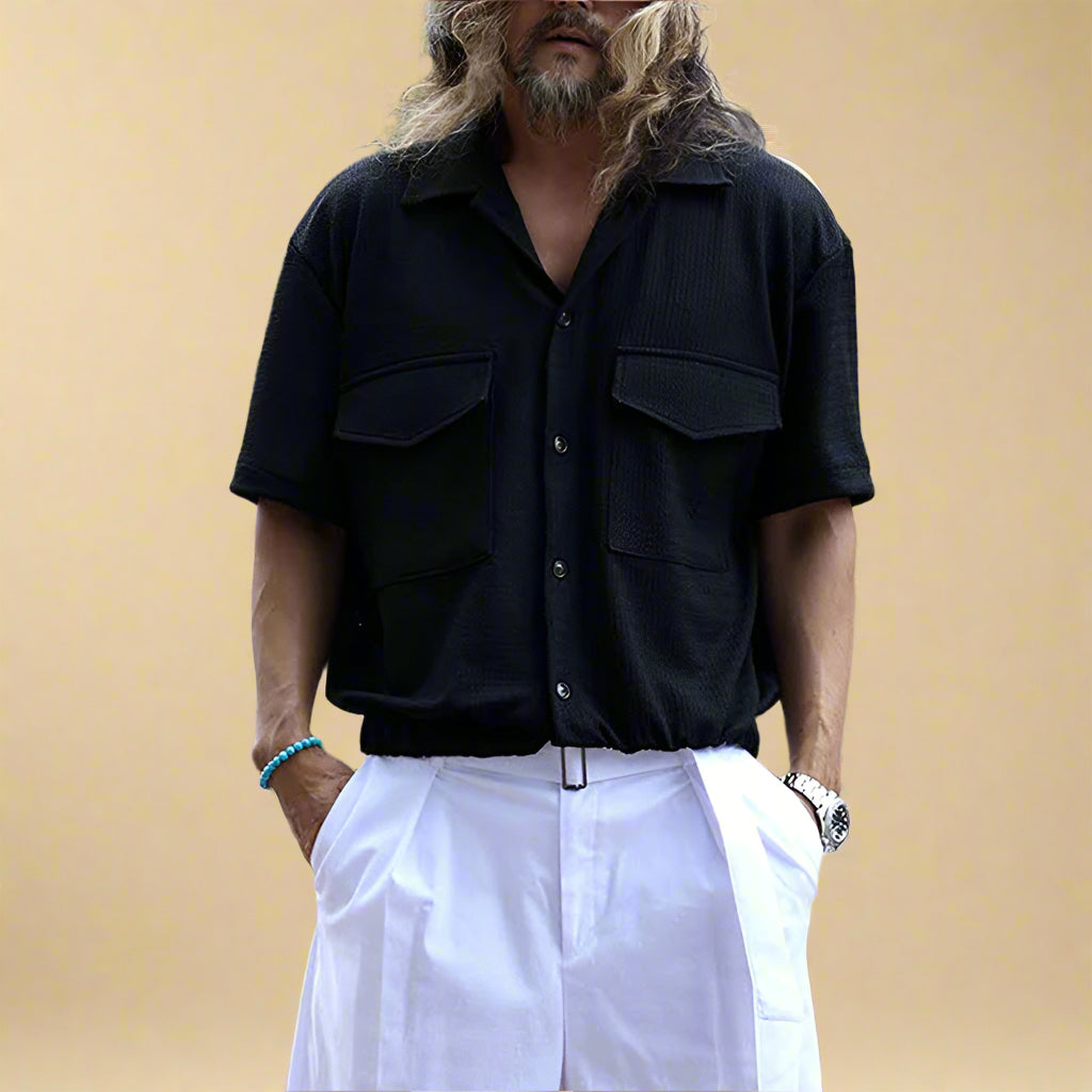 ODIN LARS TEXTURED LINEN SHIRT