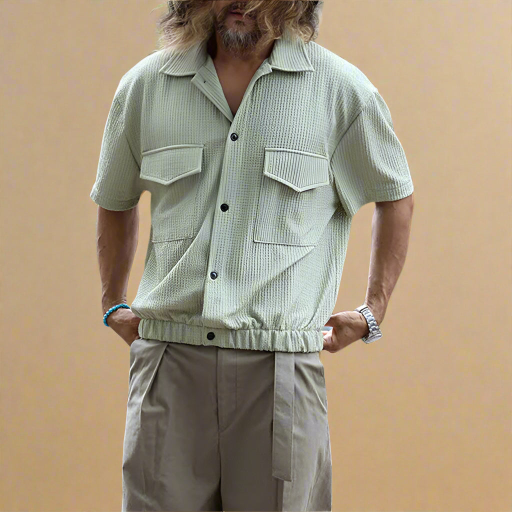 ODIN LARS TEXTURED LINEN SHIRT