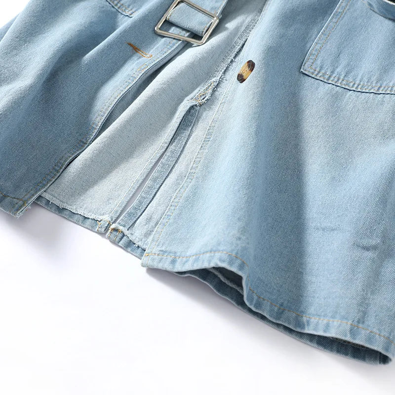 ADRIANA LUCILLE DENIM LONG TRENCH