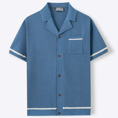 GIOVANNI ALESSIO MESH KNIT POLO SHIRT